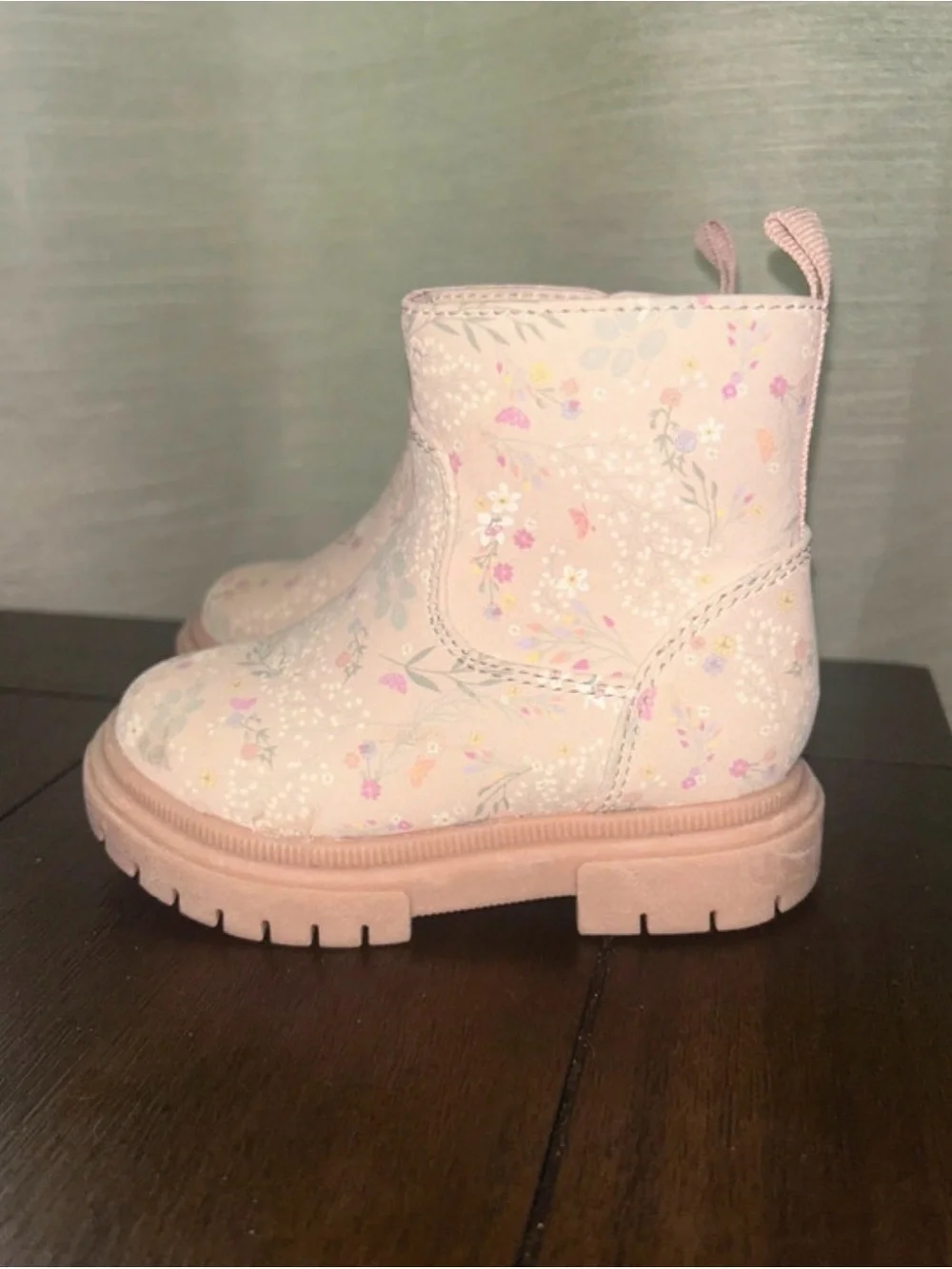 Cat & Jack Light Pink Floral Girls' Pull-On Boots
